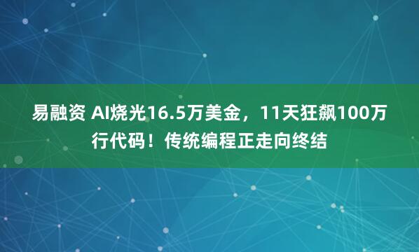易融资 AI烧光16.5万美金，11天狂飙100万行代码！传统编程正走向终结
